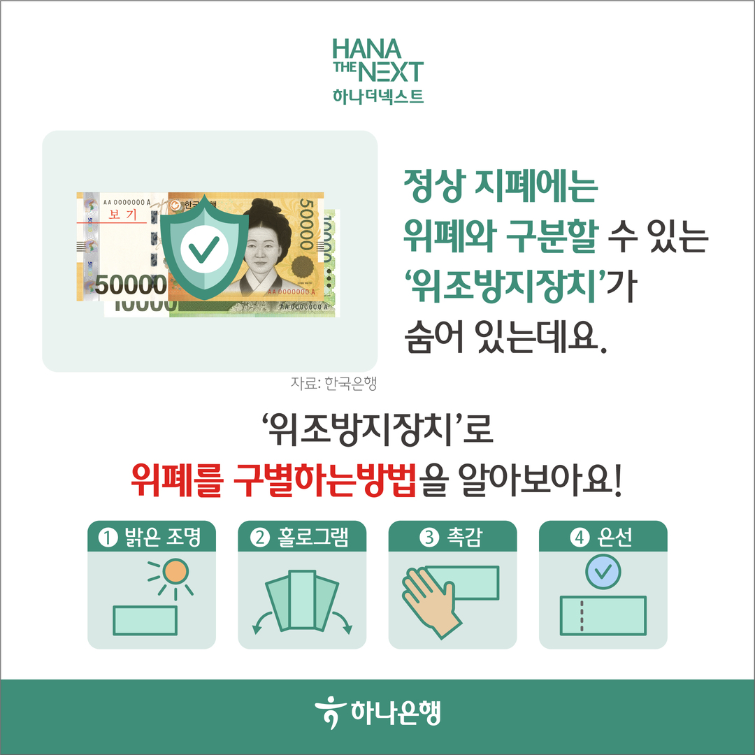 정상 지폐에는 '위조방지장치'