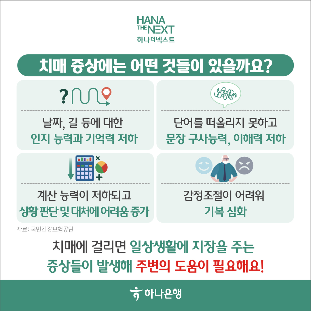 치매의 대표 증상은 무엇인가요?