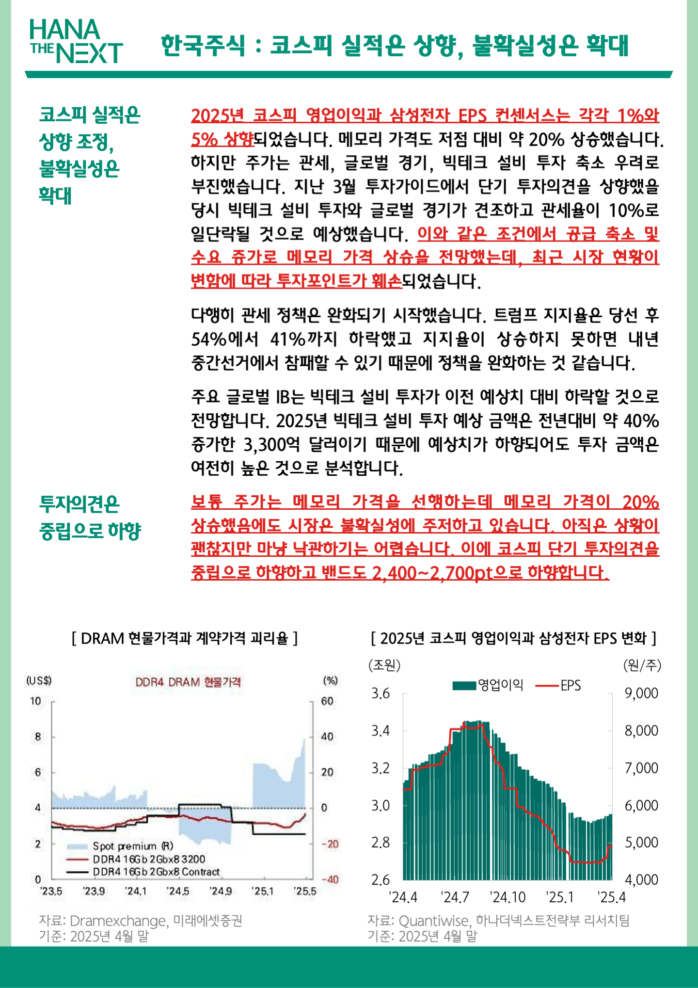 한국주식: 코스피 실적 상향! 그러나 불확실성 확대