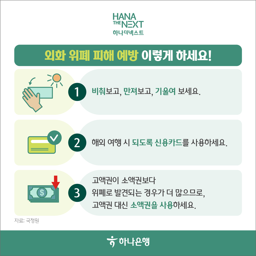 해외여행 예정이라면 외화 위폐 조심하세요!