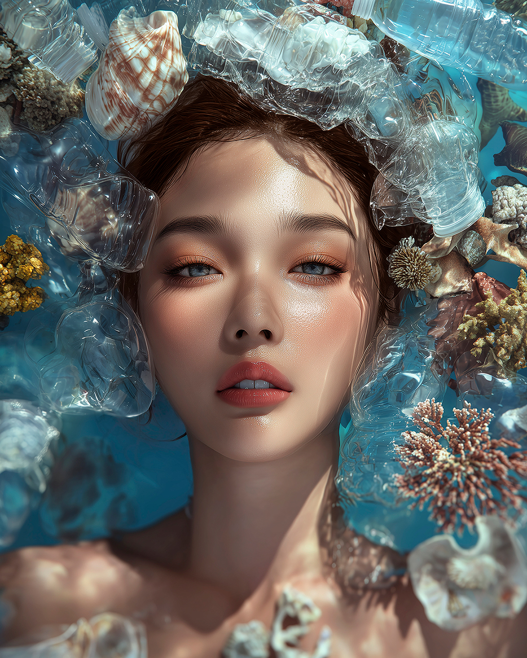 <Waste to Wonder Vol.4 #1, Digital Print, Plastic bottle and Coral, 60.9X76.2cm, 2025.08>