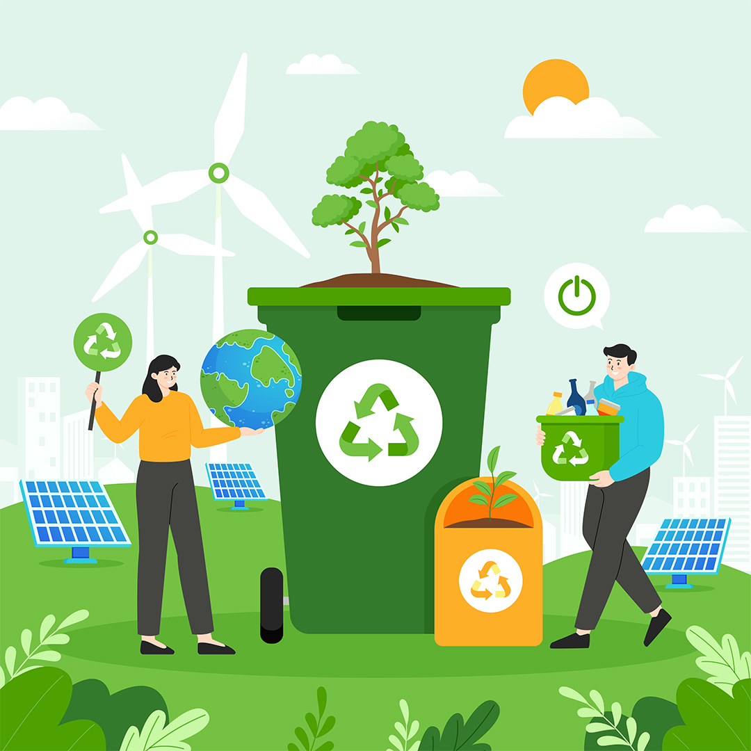 재활용과 친환경에너지를 표현한 그림