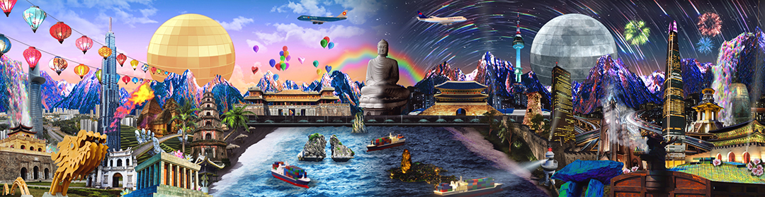 <김재욱, 신한국생도 新韓國生圖 (New Life in Republic of Korea), single channel video, 1' 00'' loop, 5712 x 1176 px, dimension variable, 2020>