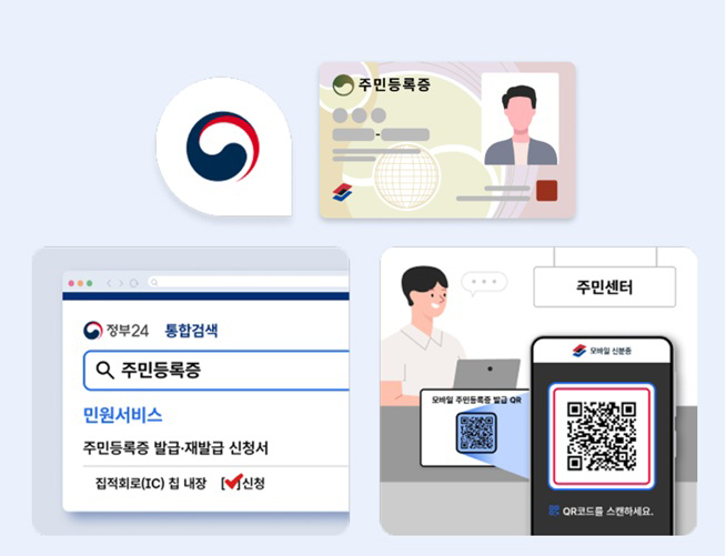 정부24 사이트에서 주민등록증을 검색하는 예시 그림